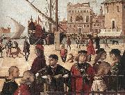 CARPACCIO, Vittore Arrival of the English Ambassadors (detail) fg Norge oil painting reproduction